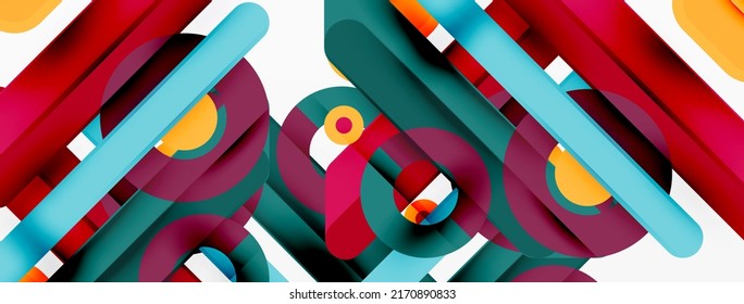 Lines geometric background. Stripes and rings composition business template for wallpaper, banner, background or landing