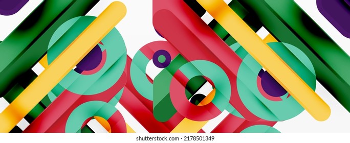 Lines geometric background. Stripes and rings composition business template for wallpaper, banner, background or landing
