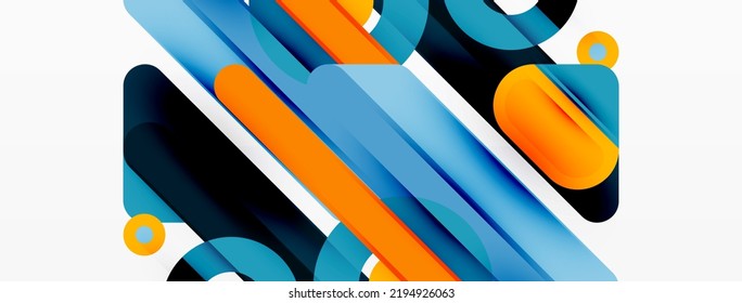 Lines geometric background. Stripes and rings composition business template for wallpaper, banner, background or landing
