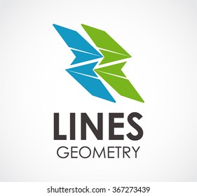Lines geometric of group ribbon abstract vector and logo design or template network connection business icon of company identity symbol concept
