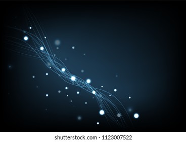 Lines glowing abstract background modern blend bright curve lines, atom, molecules, DNA science concept futuristic vector illustration