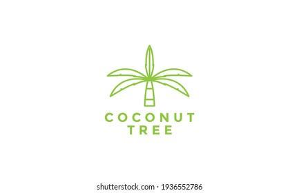 lines green coconut tree little logo symbol vector icon illustration design