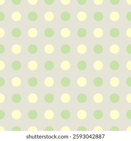 lines of green and yellow circles. gray repetitive background. vector seamless pattern. geometric fabric swatch. striped wrapping paper. design template for textile, linen, home decor