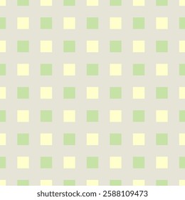 lines of green and yellow squares. gray repetitive background. vector seamless pattern. geometric fabric swatch. wrapping paper. design template for textile, linen, home decor