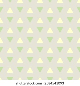 lines of green and yellow triangles. gray geometric repetitive background. vector seamless pattern. champagne fabric swatch. wrapping paper. design template for textile, home decor