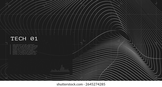 Lines and grids. Abstract grid structure. Futuristic mesh wireframe background. Digital topography. Tech style. UI, HUD, and data design.