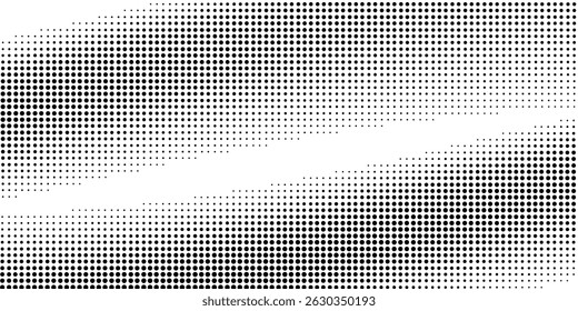 Lines halftone gradient texture. Vanishing polka dot background. Repeating dots gradation pattern modern abstract