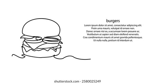 The lines of the hamburger are highlighted with a single line. A modern aesthetic design with a minimalist drawing on a white background.