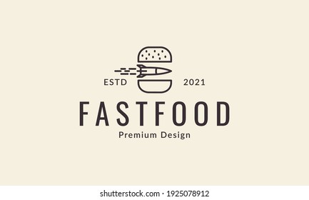 lines hamburger with rocket logo design vector icon symbol illustration