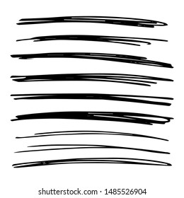 Lines hand drawn grunge set. Abstract black doodle lines isolated on white background. Vector illustration