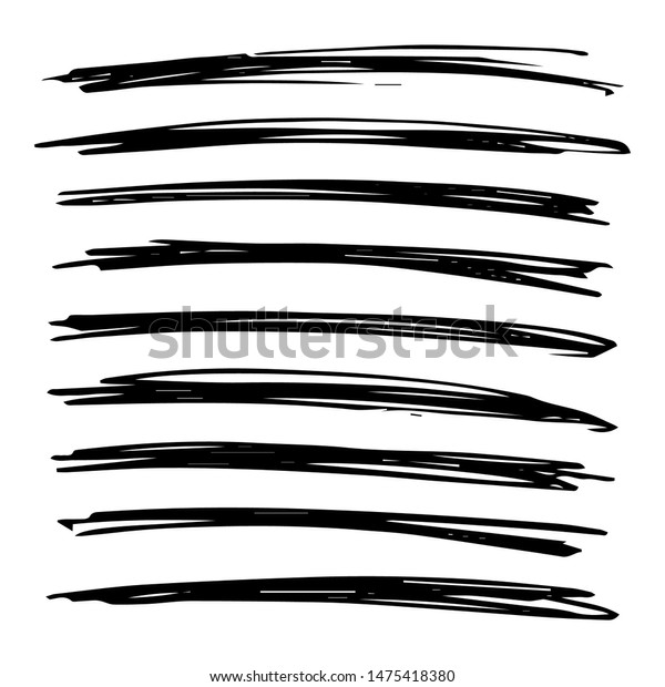 Lines hand drawn\
grunge set. Abstract black doodle lines isolated on white\
background. Vector\
illustration