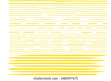 Lines hand drawn paint brush stroke. Vector set isolated on white. Collection of distressed, doodle, pen and pencil lines. Hand drawn scribble. Yellow border, ink and grunge brush stroke lines, vector