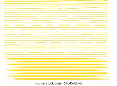 Lines hand drawn paint brush stroke. Vector set isolated on white. Collection of distressed, doodle, pen and pencil lines. Hand drawn scribble. Yellow border, ink and grunge brush stroke lines, vector