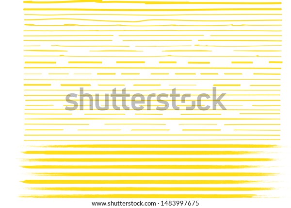 Lines hand drawn paint brush stroke. Vector set\
isolated on white. Collection of distressed, doodle, pen and pencil\
lines. Hand drawn scribble. Yellow border, ink and grunge brush\
stroke lines, vector