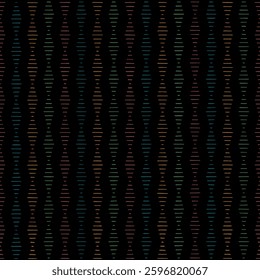 lines from hand drawn stripes. green, blue, red, yellow rhombuses on black. funny repetitive background. vector seamless pattern. geometric fabric swatch. wrapping paper. design template for textile