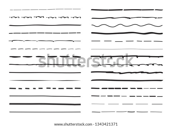 Lines hand drawn vector set isolated on\
white background. Collection of doodle lines, hand drawn template.\
Creative art concept, vector illustration\
