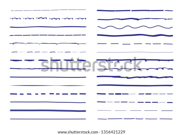 Lines hand drawn vector set isolated on\
white background. Collection of doodle lines, hand drawn template.\
Creative art concept, vector illustration\
