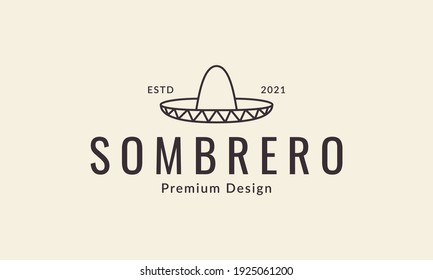 líneas que mexicano sumbrero cultura logo diseño vector ilustración de símbolo