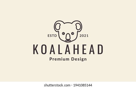 lines head cartoon cute koala colorful logo vector symbol icon design illustration