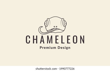 lines head chameleon logo symbol vector icon illustration graphic design