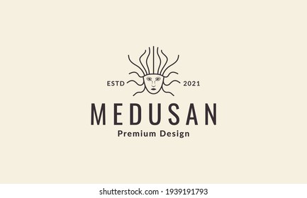 lines head women medusa logo vector symbol icon design illustration