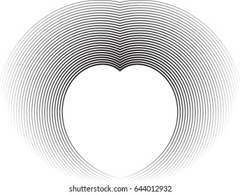  Lines in heart Form . Spiral Vector Illustration .Technology round Logo . Design element . Abstract Geometric shape .