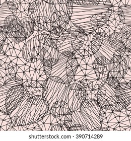Lines and hearts shapes. Seamless pattern. Vector illustration.