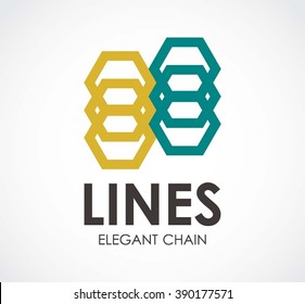 Lines hexagon of elegant chain abstract vector and logo design or template connection business icon of company identity symbol concept