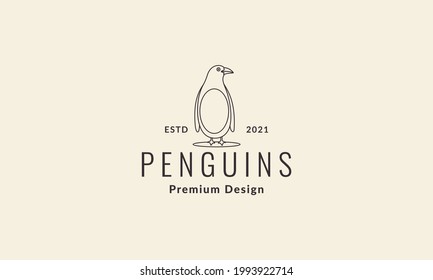 lines hipster bird penguin logo vector icon illustration design
