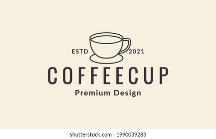 lines hipster coffee or tea cup logo symbol vector icon illustration graphic design
