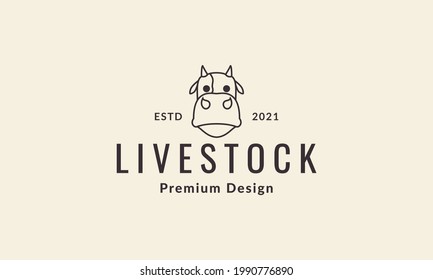 lines hipster cute cow logo vector icon illustration design
