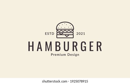 lines hipster fast food hamburger logo design vector icon symbol illustration