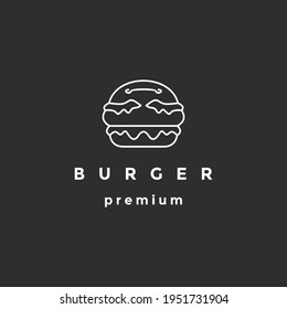 lines hipster fast food hamburger logo design vector icon symbol illustration on black background