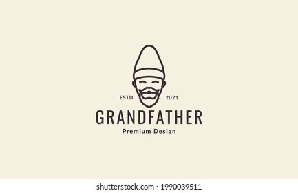 lines hipster head grandfather logo vector icon illustration design