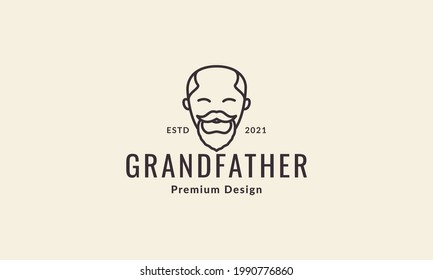 lines hipster head grandfather logo vector icon illustration design