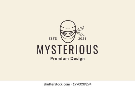 lines hipster head ninja logo symbol vector icon illustration graphic design