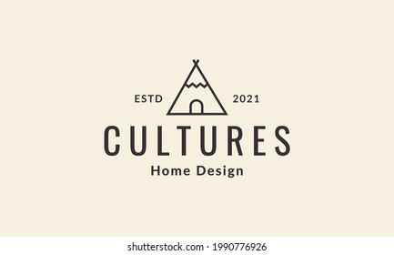 lines hipster tent camp indian logo vector icon illustration design