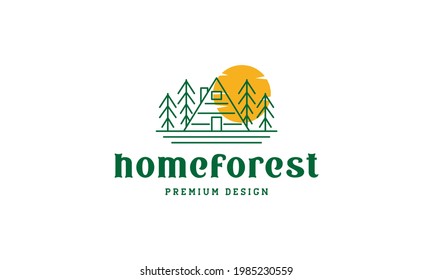 lines home forest pine tree green logo symbol vector icon illustration graphic design