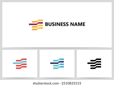 Lines Horizontal Wavy Fold List Logo Design