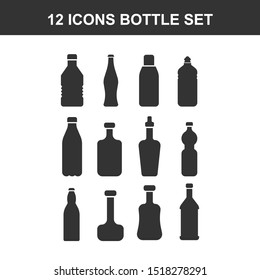 Lines icon set - bottle and beverage. Vector elements