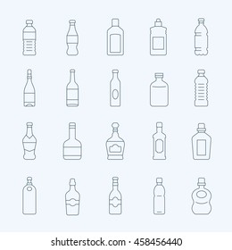 Lines icon set - bottle and beverage