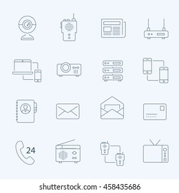 Lines icon set - communication devices