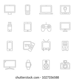 Lines icon set - digital devices