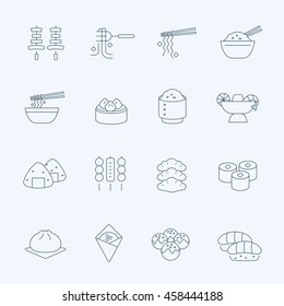 Lines icon set - Eastern food