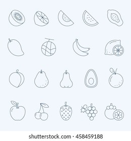 Lines icon set - fruit