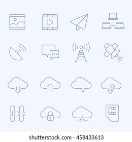 Lines icon set - network communication