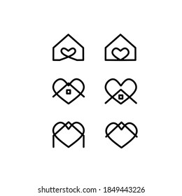 Lines Icon Set stay at home, vector design