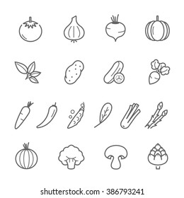 Lines icon set - vegetable