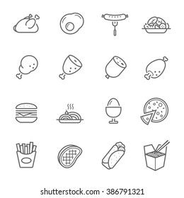 Lines Icon Set - Western Food