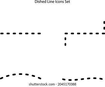 lines icons set with dotted line isolated on white background. Geometric decoration element. Vector illustration.